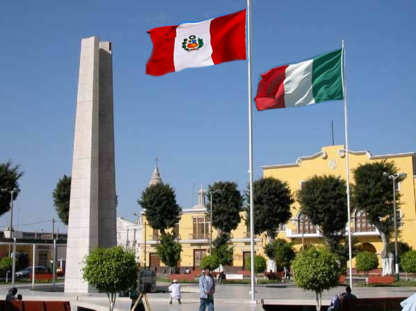 Italian Republic Day in the Plaza de Armas in Ica Peru