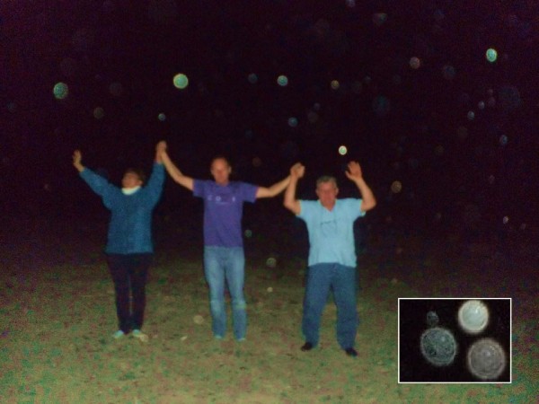 Orcona Nazca Peru, many bubbles of light in the night, in a magic prehispanic place 